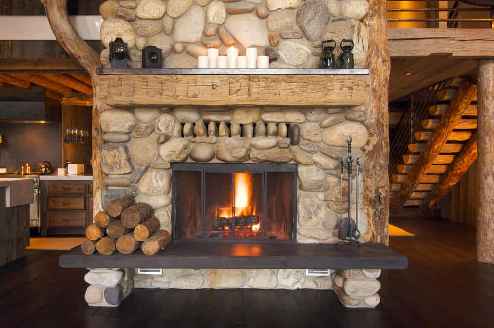 Rustic Fireplace in Log Cabin - Sprint Funding