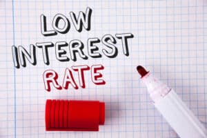 Text sign showing Low Interest Rate - Sprint Funding