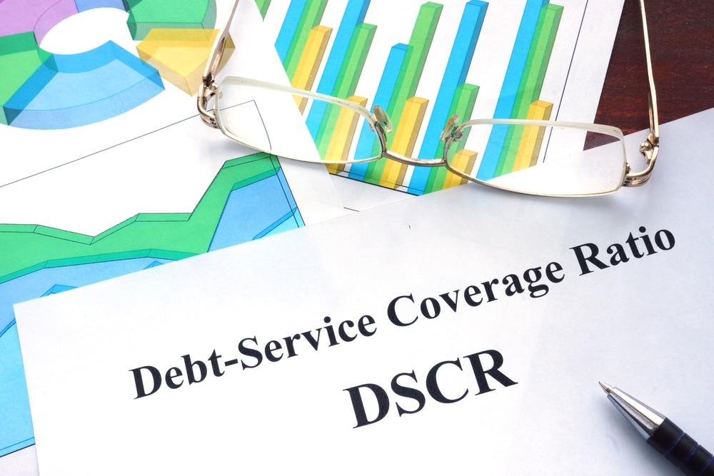 Debt Service Coverage Ratio DSCR form on a table. Business conce